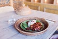 A plate of Nasi lemak in Malaysian restaurant