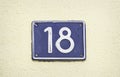 Plate with number eighteen Royalty Free Stock Photo