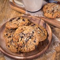 Plate of Oatmeal Raisin Nut Cookies Royalty Free Stock Photo
