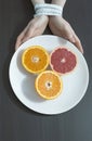 Plate with oranges