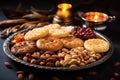 Plate with oriental sweets. Eastern holidays