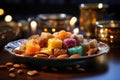 Plate with oriental sweets. Eastern holidays