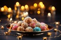 Plate with oriental sweets. Eastern holidays