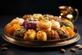 Plate with oriental sweets. Lohri fire festival in India