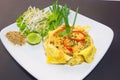 Plate of Pad Thai or phat Thai in omelette