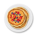 Plate With Pancake Isolated White Background Royalty Free Stock Photo