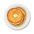 Plate With Pancake Isolated White Background Royalty Free Stock Photo