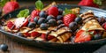 Plate of Pancakes With Strawberries and Blueberries Royalty Free Stock Photo