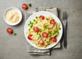 Plate of pasta with cheese and vegetables Royalty Free Stock Photo