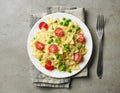 Plate of pasta with cheese and vegetables Royalty Free Stock Photo