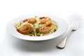 Plate of pasta with shrimps Royalty Free Stock Photo