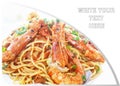 Plate with pasta and shrimps - mediterranean seafood - restaurant menu Royalty Free Stock Photo