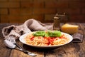 Plate of pasta with tomato sauce Royalty Free Stock Photo