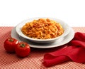 Plate of pasta and tomato sauce Royalty Free Stock Photo