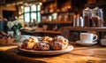 Plate of Pastries on Wooden Table