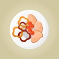 Plate with Pepper and Carrot Vector Illustration