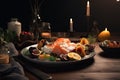 plate of perfectly arranged food, with natural and artificial lighting for stunning photo