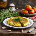 A plate of Persian kuku sabizi herb omelet