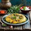 A plate of Persian kuku sabizi herb omelete.