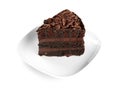 Plate with piece of delicious chocolate cake on white background Royalty Free Stock Photo