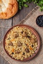 Plate of pilaf, traditional turkish spicy food Royalty Free Stock Photo