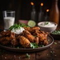 A plate of crispy chicken wings Royalty Free Stock Photo
