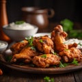 A plate of crispy chicken wings Royalty Free Stock Photo