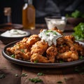 A plate of crispy chicken wings Royalty Free Stock Photo