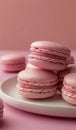 Plate of Pink Macaroons on Pink Table Royalty Free Stock Photo