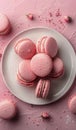 Plate of Pink Macaroons on Pink Table Royalty Free Stock Photo