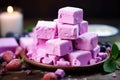 A plate of pink marshmallows Royalty Free Stock Photo