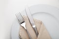 Table Setting with Plate, Fork, Knife and Napkin Royalty Free Stock Photo