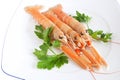 Plate with prawns and parsley Royalty Free Stock Photo