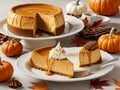 A Plate Of Pumpkin Cheese Pie With A Slice Cut Out. Generative AI Royalty Free Stock Photo