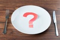 Plate With A Question Mark On Desk Royalty Free Stock Photo
