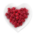 Plate with raspberries on white background Royalty Free Stock Photo