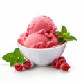 Delicious Raspberry Sorbet On White Background