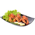 Plate of red boiled lobsters Royalty Free Stock Photo