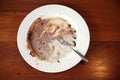 Plate with remainder of chocolate ice cream