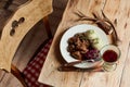 Plate of rich spicy wild venison goulash Royalty Free Stock Photo