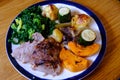 A plate with roast lamb and other vegetables Royalty Free Stock Photo