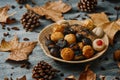 Panellets, roasted sweet potato and chestnuts