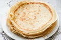 Round thin pancakes close up