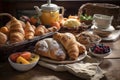 plate of rustic breads and pastries, ready for breakfast or brunch