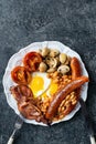 Plate of rustic full english breakfast Royalty Free Stock Photo