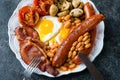 Plate of rustic full english breakfast Royalty Free Stock Photo