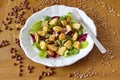 Plate with salad, beans and potatoes Royalty Free Stock Photo