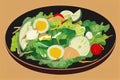 a plate of salad with eggs and tomatoes on it Royalty Free Stock Photo