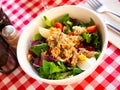 Plate of salad with tuna, eggs and cherry tomatoes Royalty Free Stock Photo