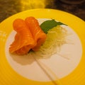 A plate of Salmon sashimi from sushi go, Jakarta Royalty Free Stock Photo